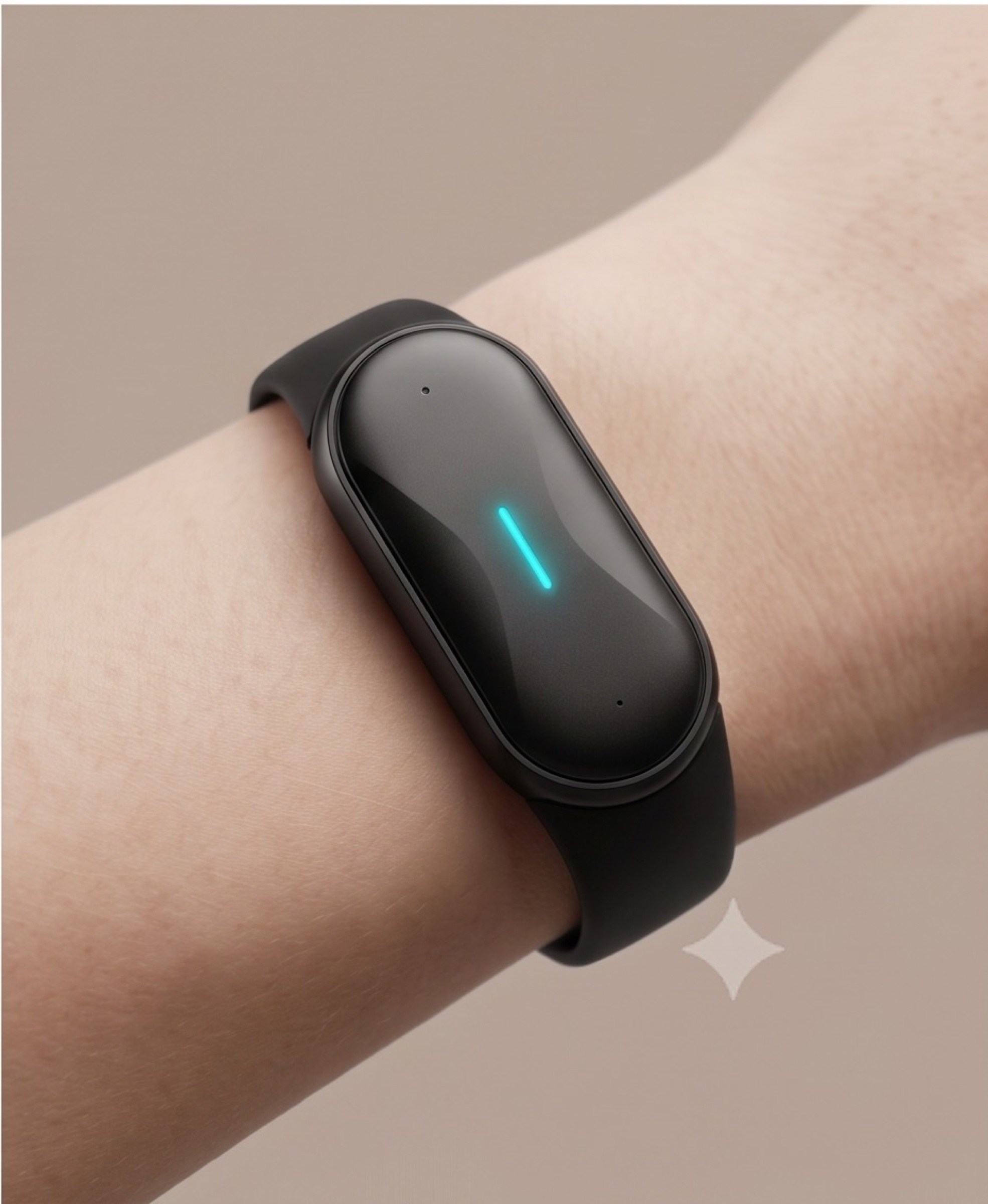 ONA device worn on the wrist, LED active